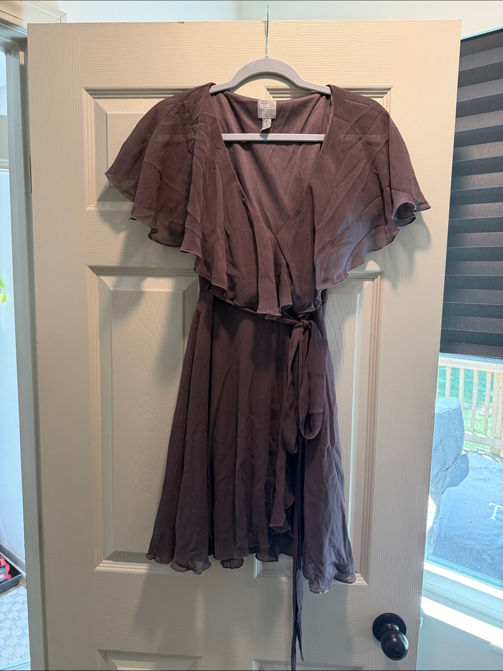 ASOS Dusty Mauve Ruffled Wrap Mini Dress